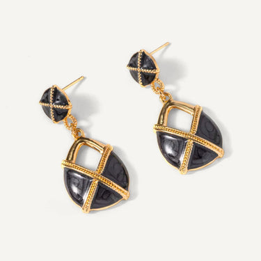 Shadow Drop - Vintage-inspired Earrings - Black