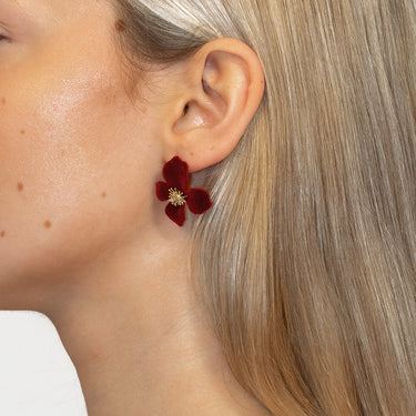Passion - Unique Red Velvet Flower Earrings