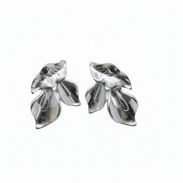 Wing - Silver Flower Shaped Earrings