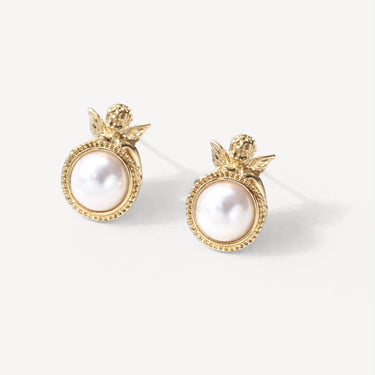 Cupid's Pearl - Golden Earrings