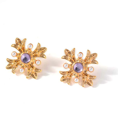 Snowflake - purple stone earrings