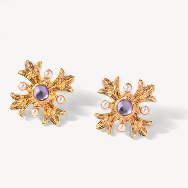 Snowflake - purple stone earrings