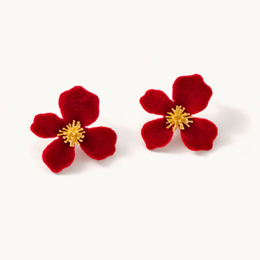 Passion - Unique Red Velvet Flower Earrings