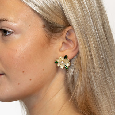 Pearly Jasmine Earrings - Flower with Pearls