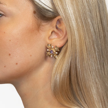 Snowflake - purple stone earrings