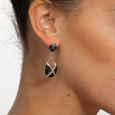 Shadow Drop - Vintage-inspired Earrings - Black