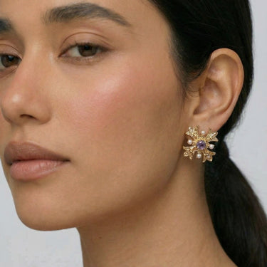 Snowflake - purple stone earrings