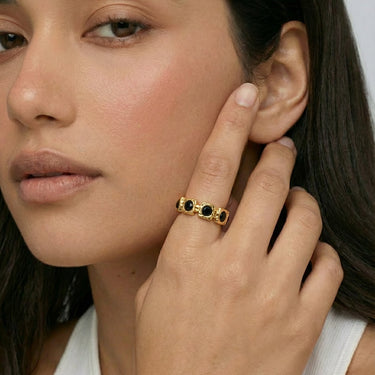 Mosaic Ring - Onyx Gold
