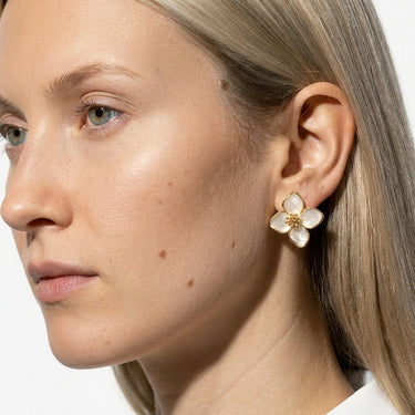 Clematis Spring Earrings - White Flower