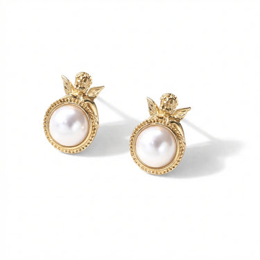 Cupid's Pearl - Golden Earrings