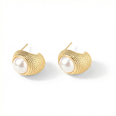 Highball - Vintage-inspired Earrings - Gold, Pearl