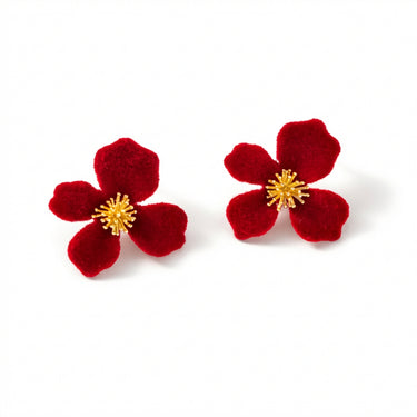 Passion - Unique Red Velvet Flower Earrings