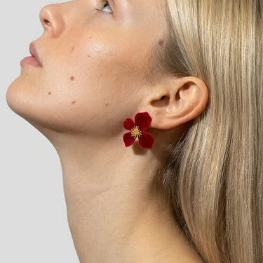 Passion - Unique Red Velvet Flower Earrings