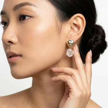 Frost Drop - Natural quartz earring