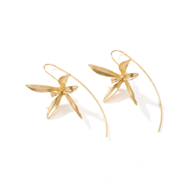 Winged Lily Hoops - Gold